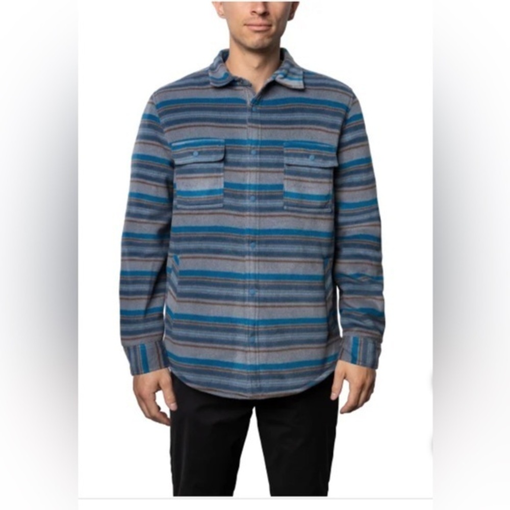 Voyager Striped Blue and Gray Men's Utility Sherpa Lined Jacket size Small